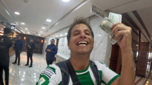 Traveler in Venezuela holding cash